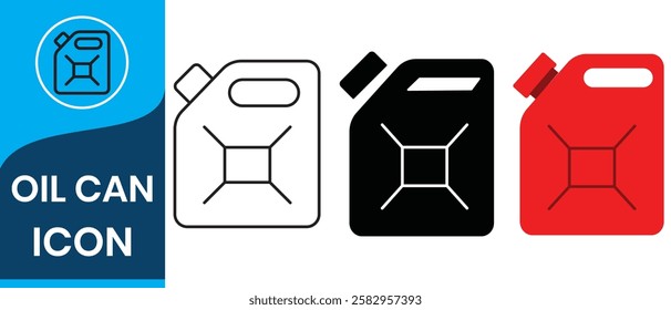 Fuel can icon. Red handle jerry can. Petrol signs. Car petrol symbol. Gallon. Auto industry. Flat design. Vector illustration. white background.