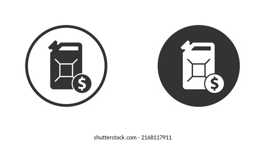 Fuel canister and dollar sign. Rise in gasoline prices icon. Fuel crisis symbol. Vector illustration.