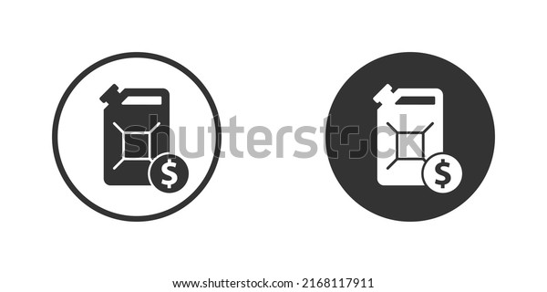 Fuel canister and dollar\
sign. Rise in gasoline prices icon. Fuel crisis symbol. Vector\
illustration.