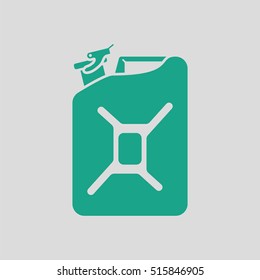 Fuel canister icon. Gray background with green. Vector illustration.