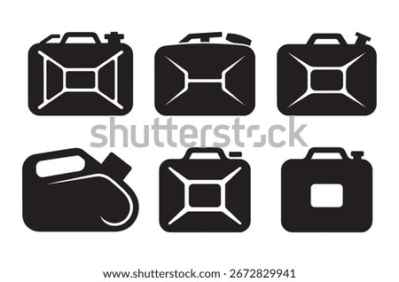 Fuel Canister Icon Set Jerry Can and Oil Container Vector Symbols	