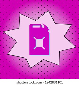 Fuel canister .Purple icon pop-art background .Vector.