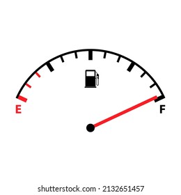Fuel car indicator icon, gauge petrol automobile meter symbol, control sign vector illustration .