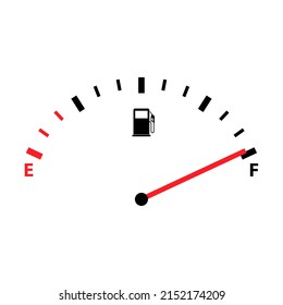 Fuel car indicator icon, gauge petrol automobile meter symbol, control sign vector illustration .