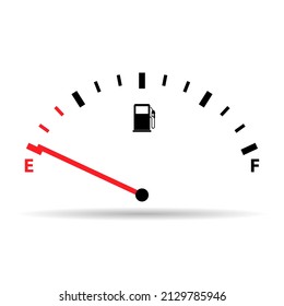 Fuel car indicator icon shadow, gauge petrol automobile meter symbol, control sign vector illustration .