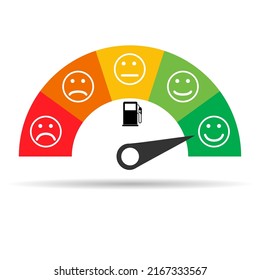 Fuel car indicator icon shadow, gauge petrol automobile meter symbol, control sign vector illustration .