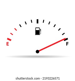 Fuel car indicator icon shadow, gauge petrol automobile meter symbol, control sign vector illustration .