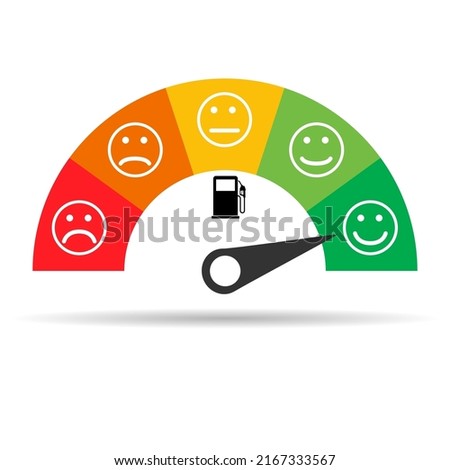 Fuel car indicator icon shadow, gauge petrol automobile meter symbol, control sign vector illustration .