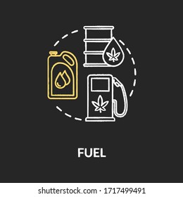 Fuel Chalk RGB Color Concept Icon. Cannabis Based Petrol, Hemp Oil Use Idea. Natural Resource, Organic Product, Biofuel Manufacturing. Vector Isolated Chalkboard Illustration On Black Background