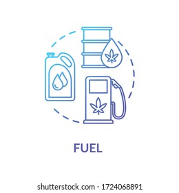 Fuel Concept Icon. Cannabis Based Petrol And Gasoline, Hemp Oil Use Idea Thin Line Illustration. Natural Resource, Organic Biofuel Component. Vector Isolated Outline RGB Color Drawing