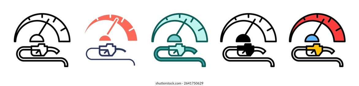Fuel Consumption Icon Multiple Vector Illustration