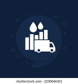 icono del vector de consumo de combustible con una camioneta