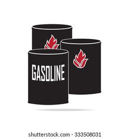 Fuel container with flammable sign