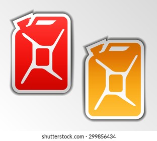 Fuel container jerrycan. Gasoline canister. Vector Illustration isolated with shadow on background.