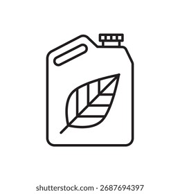 Contenedor de combustible con un símbolo de hoja para combustible natural y orgánico.