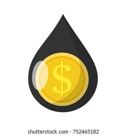 fuel costs money in drop flat design icon
