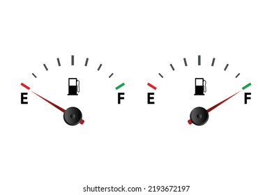 Fuel Dashboard Gauge Sign, fuel indicator in minimum and maximum vector