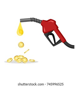 Fuel dispenser with money coin isolated on white background. Vector for your web site design, logo, app, UI. Vector illustration, EPS