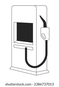 Fuel dispensing equipment black and white 2D line cartoon object. Petroleum gas station isolated vector outline item. Filling station. Gasoline pump self service monochromatic flat spot illustration