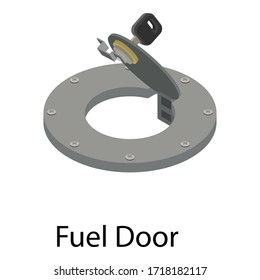 Fuel door icon. Isometric of fuel door vector icon for web design isolated on white background