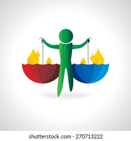 fuel drop inside of umbrella holding by peoples vector illustration 