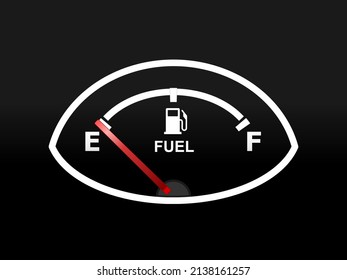 Fuel Empty Sign. Gas Tank Gauge. Car Petrol Meter E. Energy Finished Vehicle Indicator. Vector Illustration.