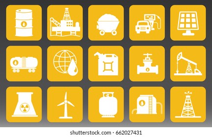 Fuel and Energy Icons Set Vector Illustration