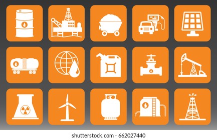 Fuel and Energy Icons Set Vector Illustration