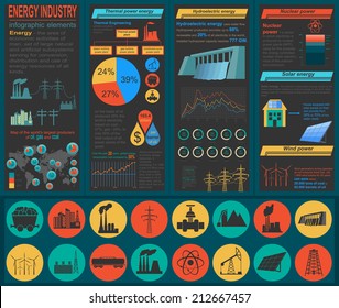 Fuel and energy industry infographic, set elements for creating your own infographics. Vector illustration