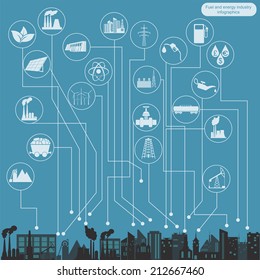 Fuel and energy industry infographic, set elements for creating your own infographics. Vector illustration