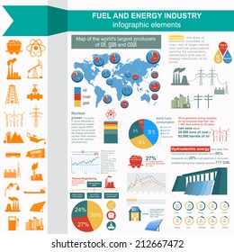 Fuel and energy industry infographic, set elements for creating your own infographics. Vector illustration
