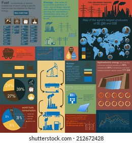 Fuel and energy industry infographic, set elements for creating your own infographics. Vector illustration