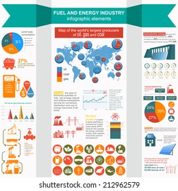 Fuel and energy industry infographic, set elements for creating your own infographics. Vector illustration