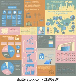 Fuel and energy industry infographic, set elements for creating your own infographics. Vector illustration