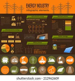 Fuel and energy industry infographic, set elements for creating your own infographics. Vector illustration