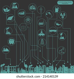 Fuel and energy industry infographic, set elements for creating your own infographics. Vector illustration