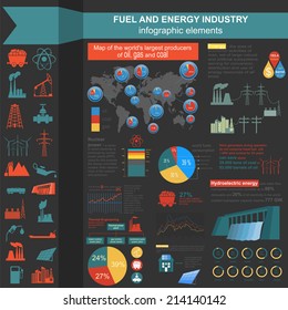 Fuel and energy industry infographic, set elements for creating your own infographics. Vector illustration