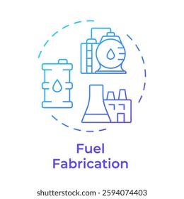 Fuel fabrication blue gradient concept icon. Transform into uranium dioxide powder. Nuclear supplies cycle. Round shape line illustration. Abstract idea. Graphic design. Easy to use in article