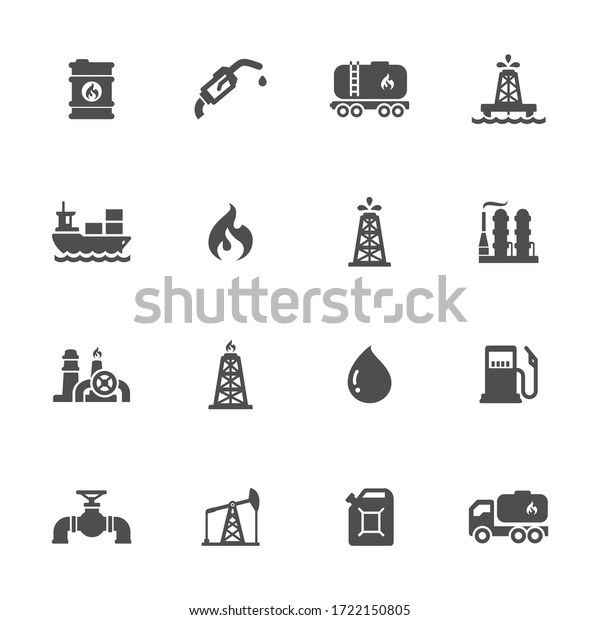 Fuel Flat Icons Gray Set 16 Stock Vector (Royalty Free) 1722150805 ...