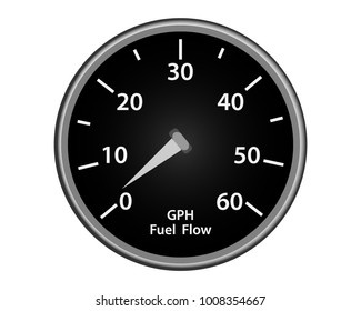 Fuel Flow GPH plane aircraft vector instrument indicator part of dashboard navigation