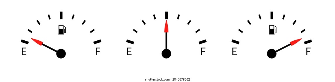 Fuel full icon set. Fuel gauge. Vector illustration