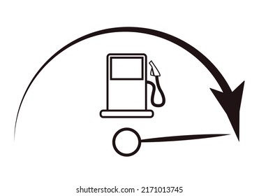 Fuel gauge black icon on white background.