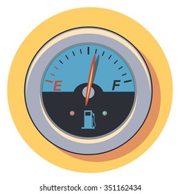 fuel gauge circle icon with shadow