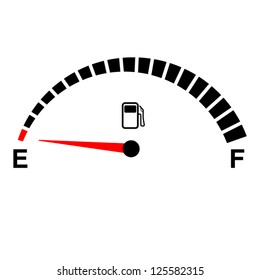 Fuel Gauge Empty On White.