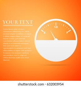 Fuel gauge flat icon on orange background. Vector Illustration