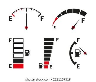 Fuel gauge. Full tank. Car dashboard. Flat style illustration