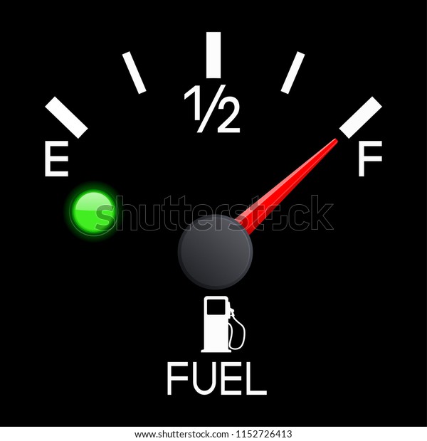 Fuel gauge. Full tank. Car dashboard black\
scale. Vector 3d\
illustration
