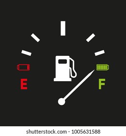 Fuel Gauge. Full Tank Indication. Vector Illustration Isolated On Gray Background Eps10