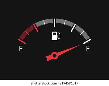 Fuel Gauge. Full Tank Of Fuel. Fuel Indicators. Car Dashboard. Vector Illustration.