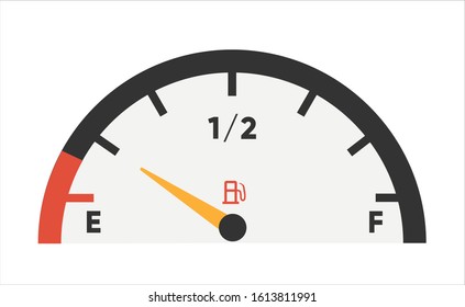 Fuel gauge icon. Gasoline indicator. Fuel indicator isolated on white. Vector illustration